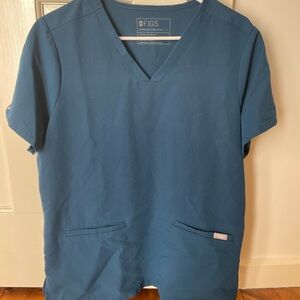 Set: Figs Women's Casma V-Neck Top/Zamora High Waisted Jogger Pants in Deep Reef